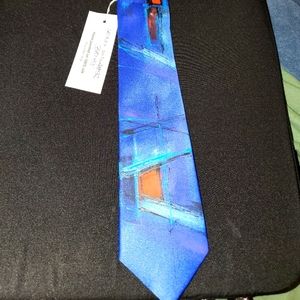 Joanna Lot Blue Mens/Boys Hand Painted 100% Silk 57" Skinny Tie